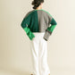 patchwork knit cardigan (green) *JP