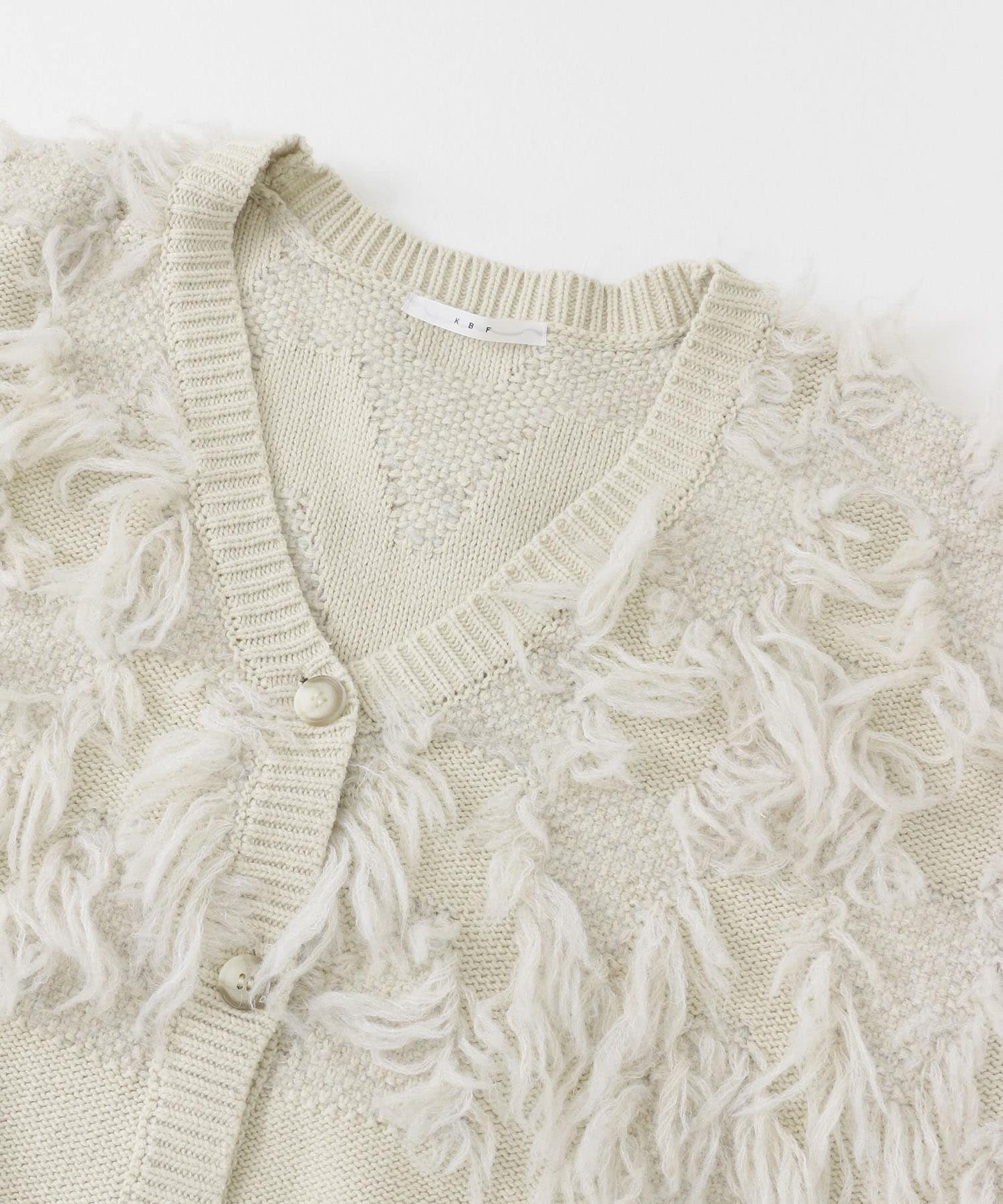 jacquard fringe cardigan (ivory) *JP