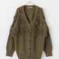 jacquard fringe cardigan (khaki) *JP