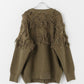 jacquard fringe cardigan (khaki) *JP