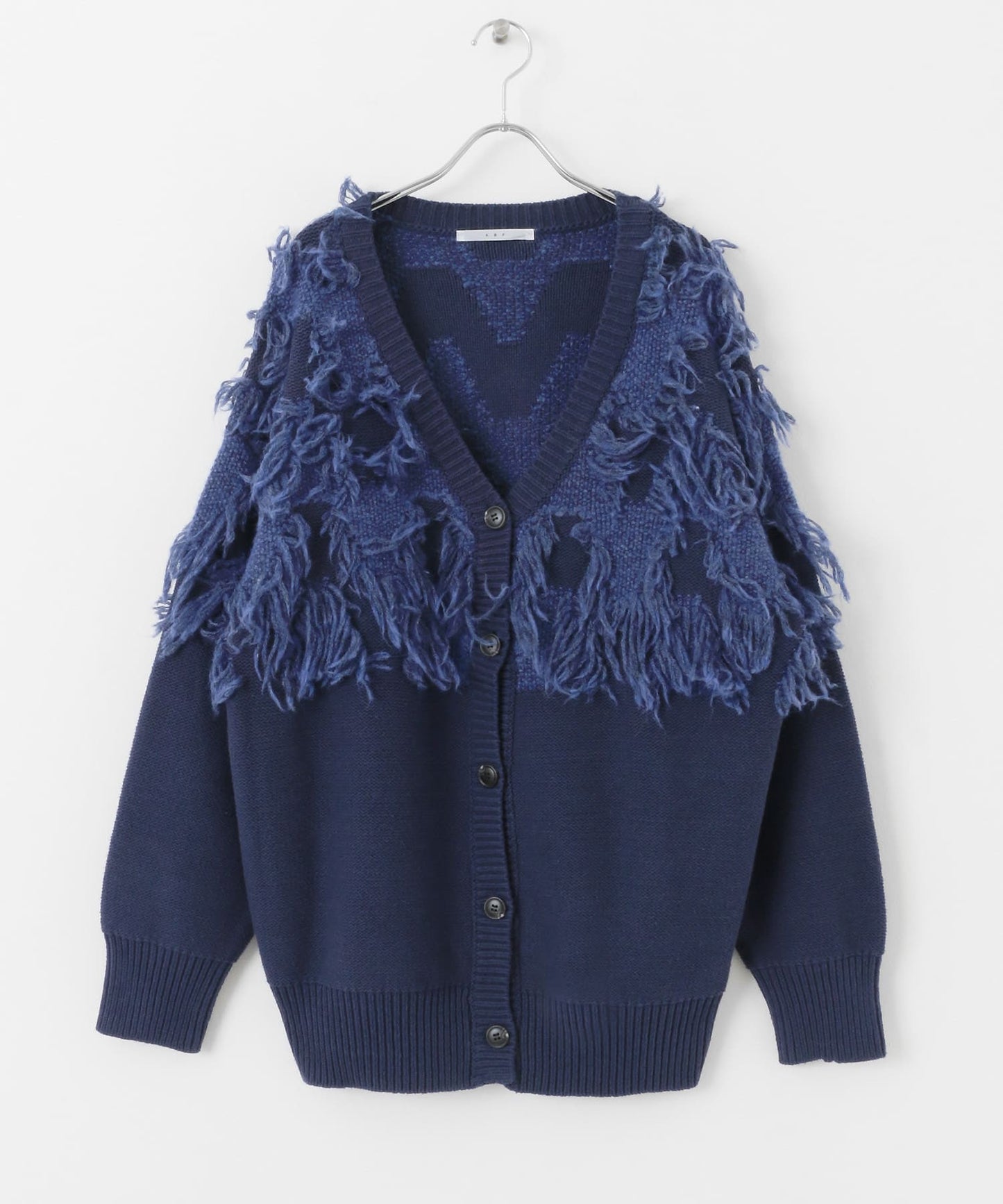 jacquard fringe cardigan (blue) *JP