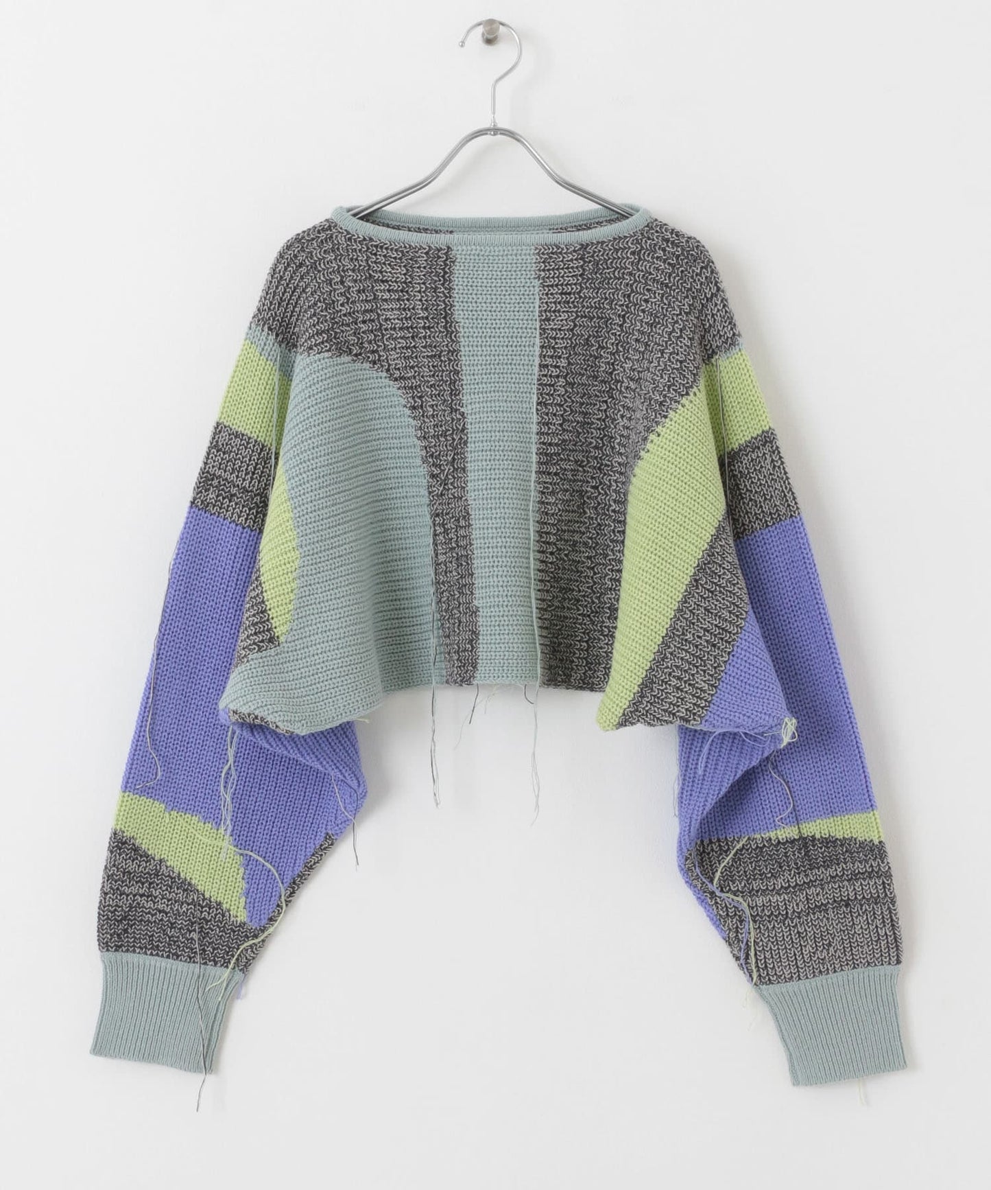 art fringe cropped knit (moss gray) *JP