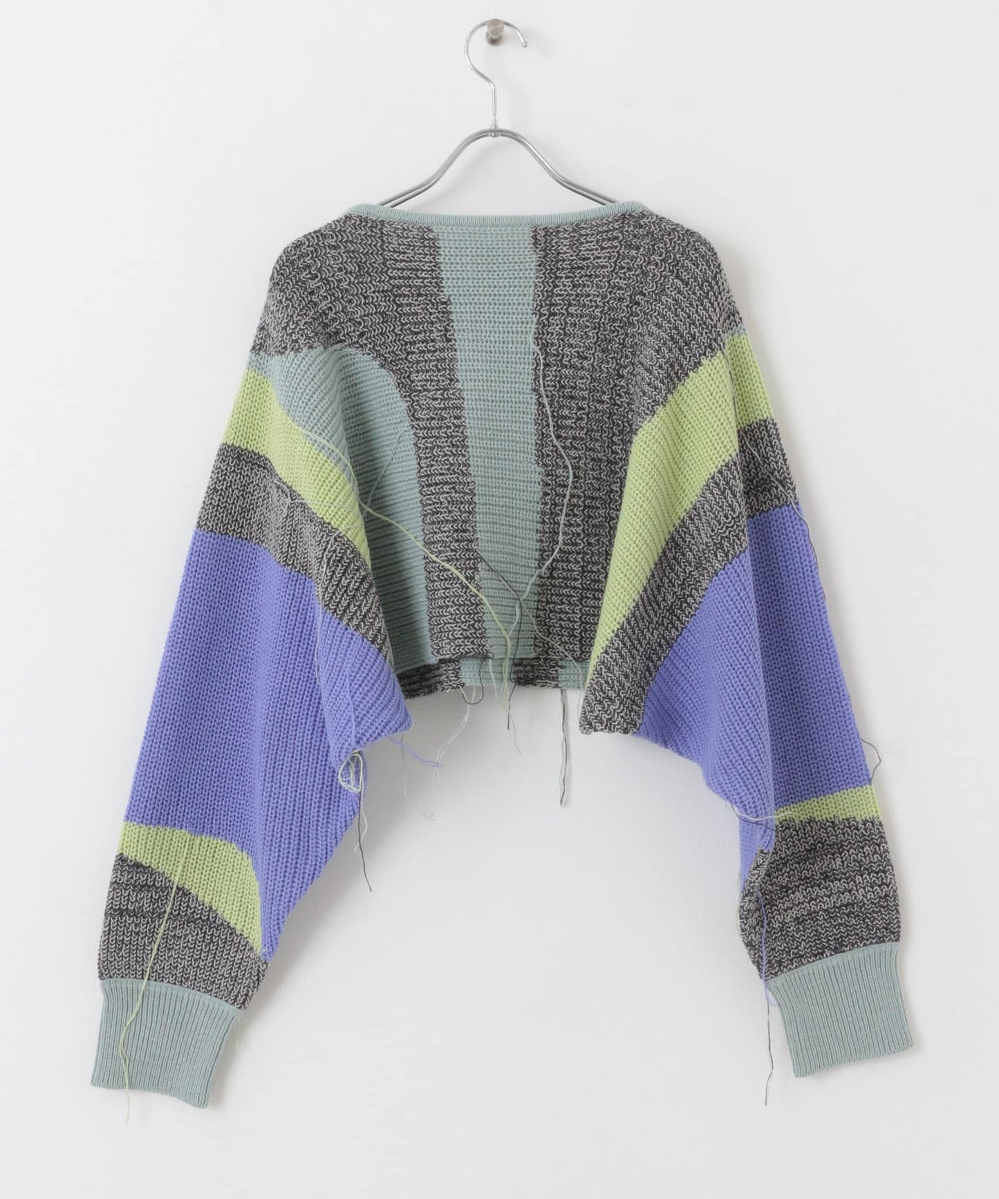 art fringe cropped knit (moss gray) *JP