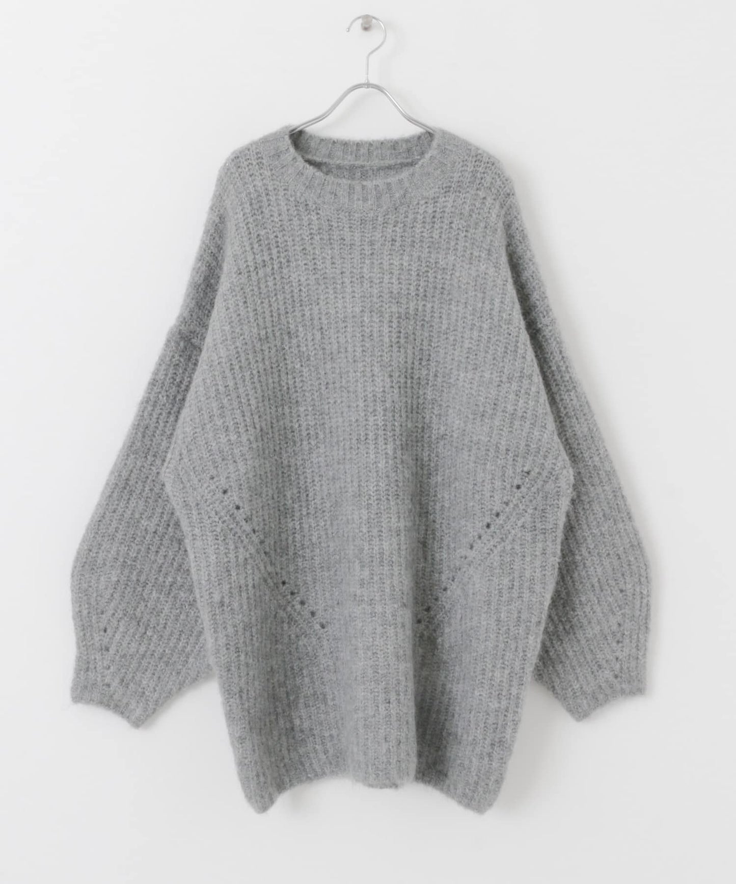 volume knit mini dress (gray) *JP