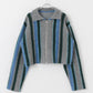 front zip striped cardigan (gray mix) *JP