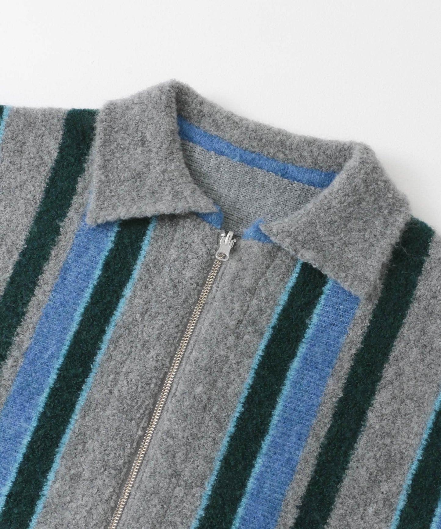 front zip striped cardigan (gray mix) *JP