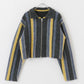 front zip striped cardigan (charcoal mix) *JP