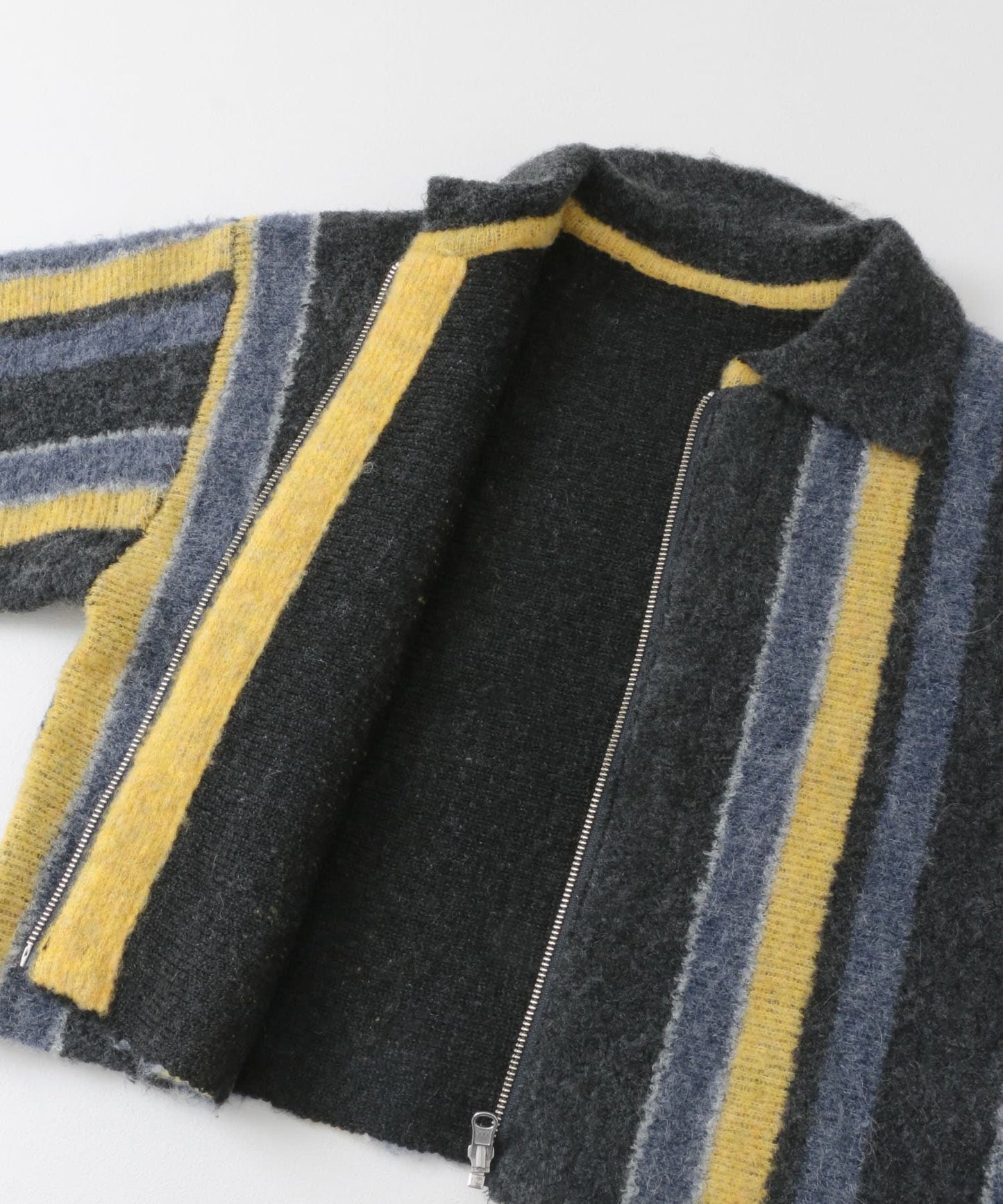 front zip striped cardigan (charcoal mix) *JP