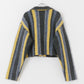 front zip striped cardigan (charcoal mix) *JP