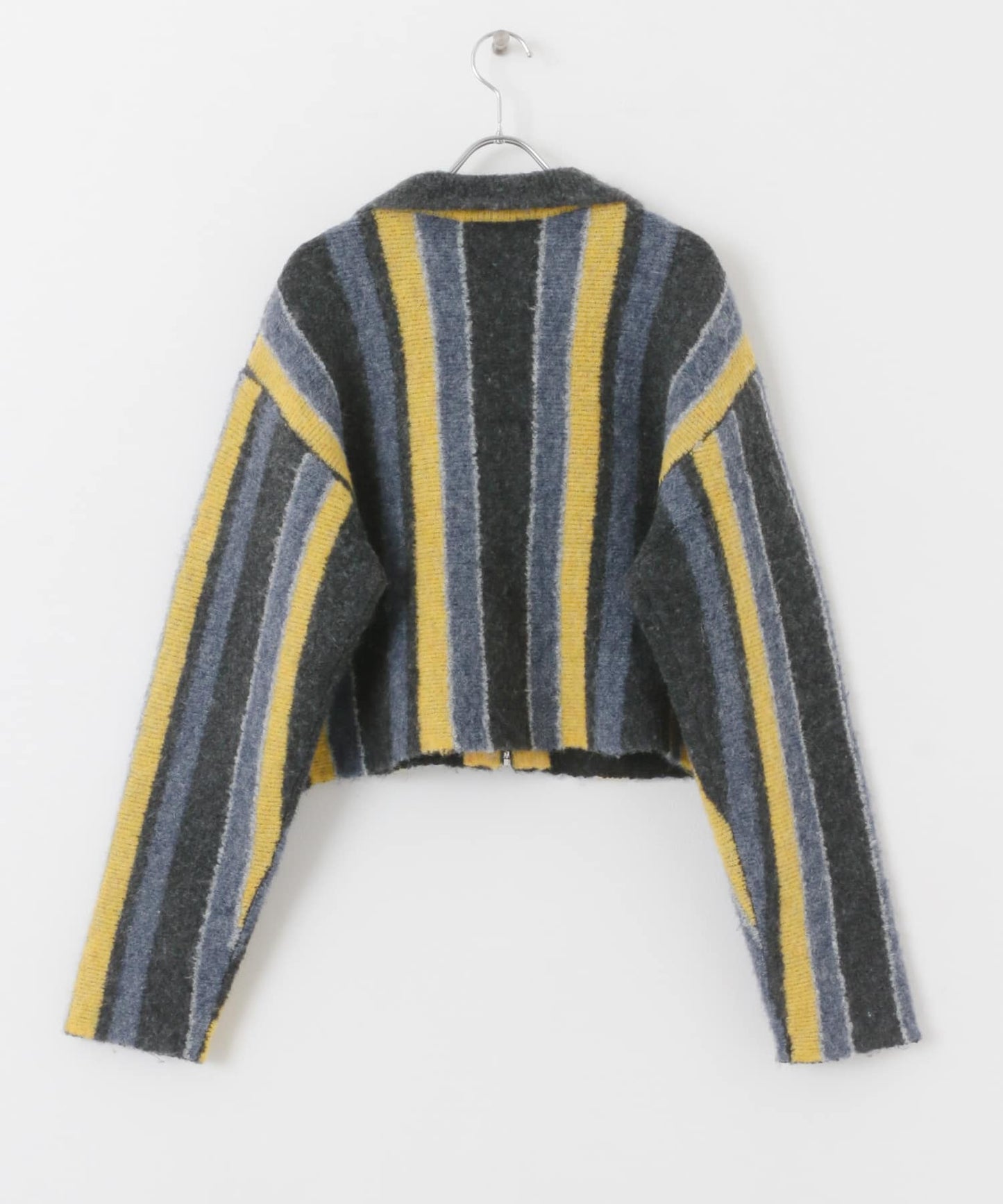 front zip striped cardigan (charcoal mix) *JP