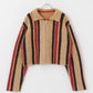 front zip striped cardigan (beige) *JP