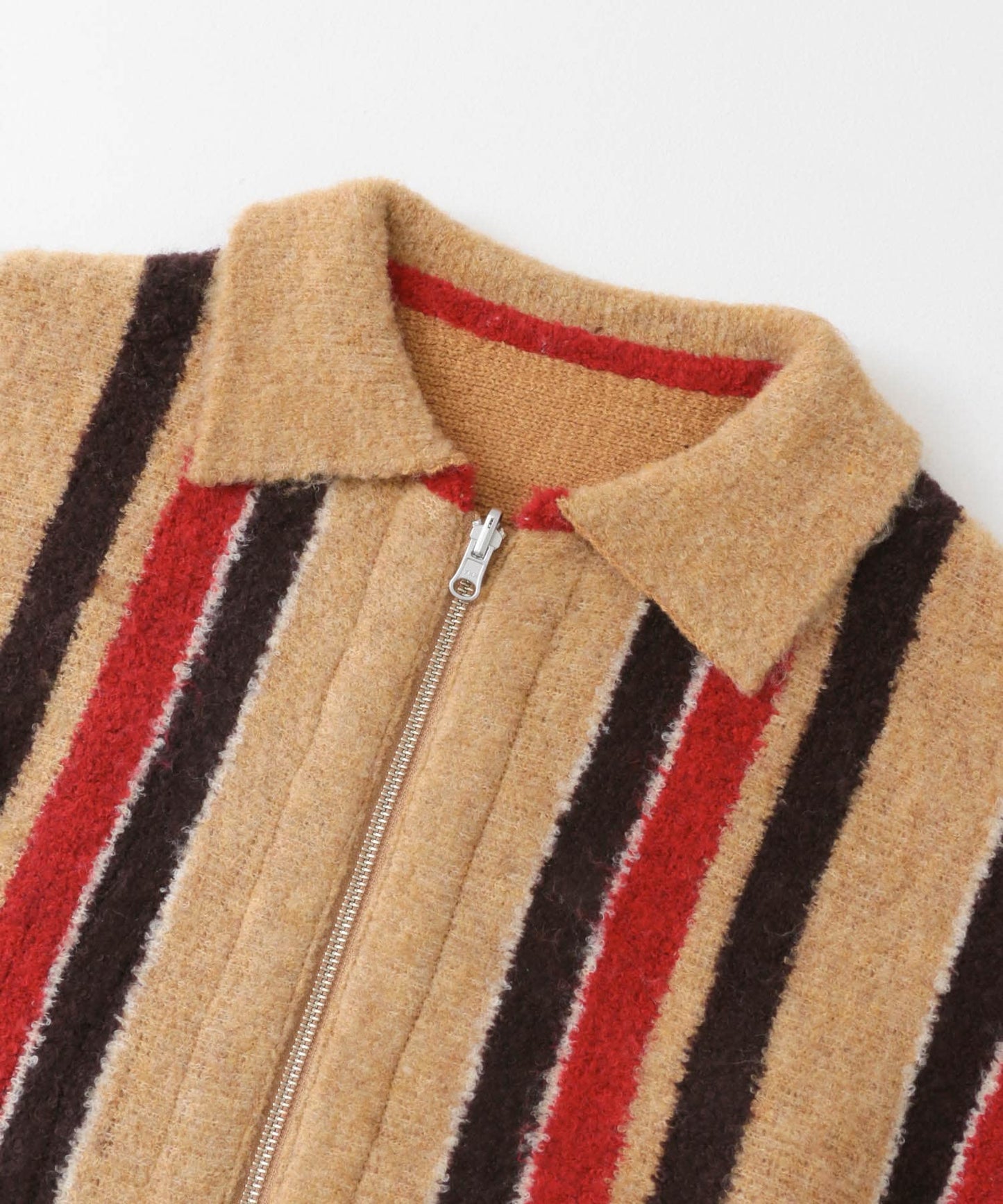 front zip striped cardigan (beige) *JP