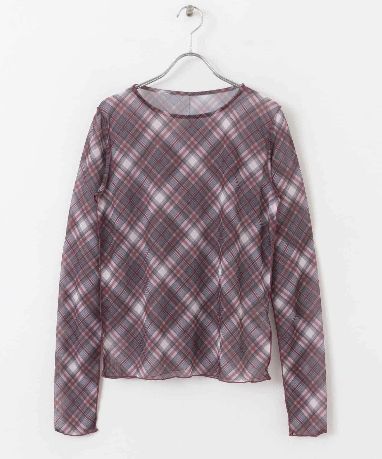 sheer mellow top (red check) *JP