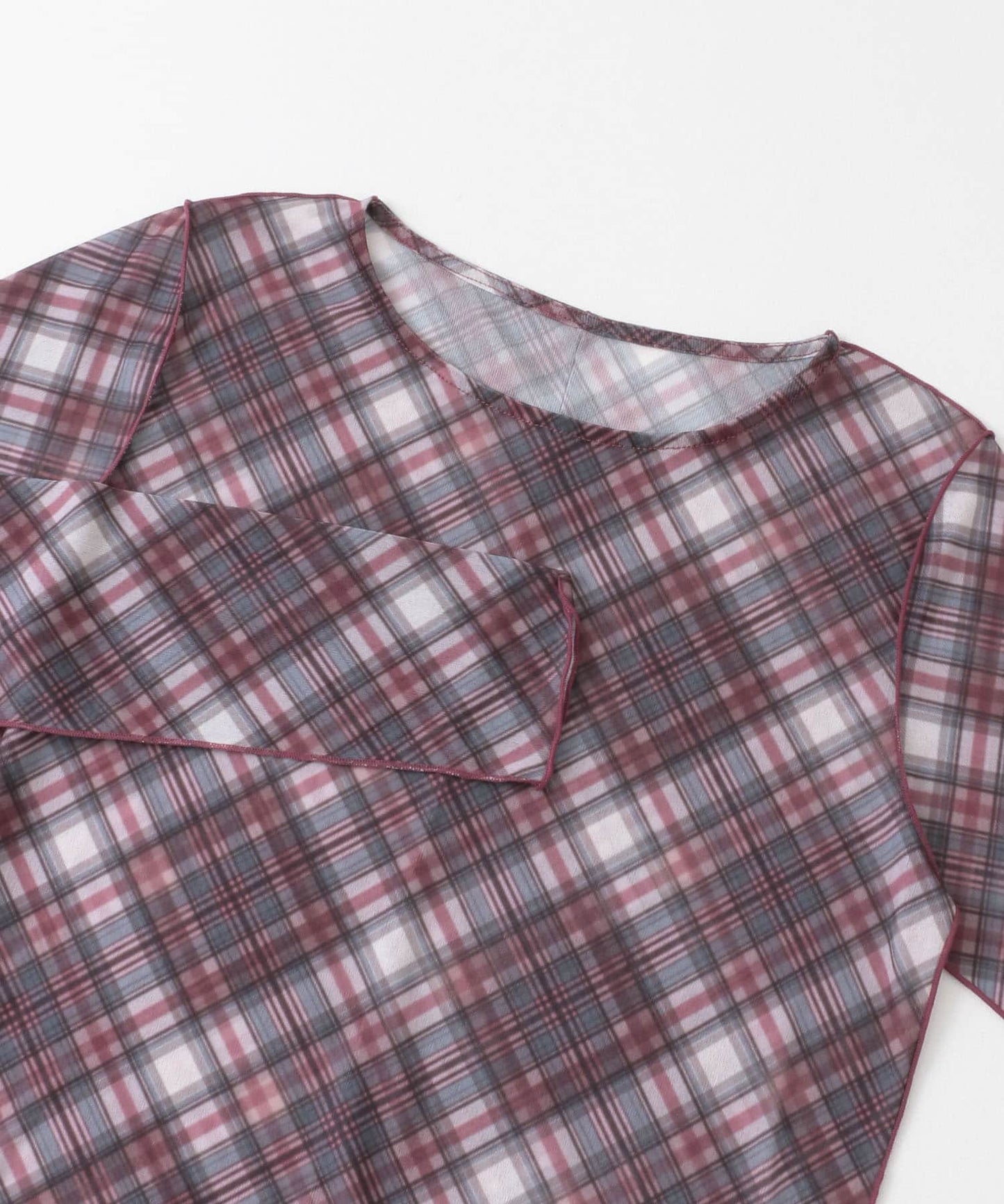 sheer mellow top (red check) *JP