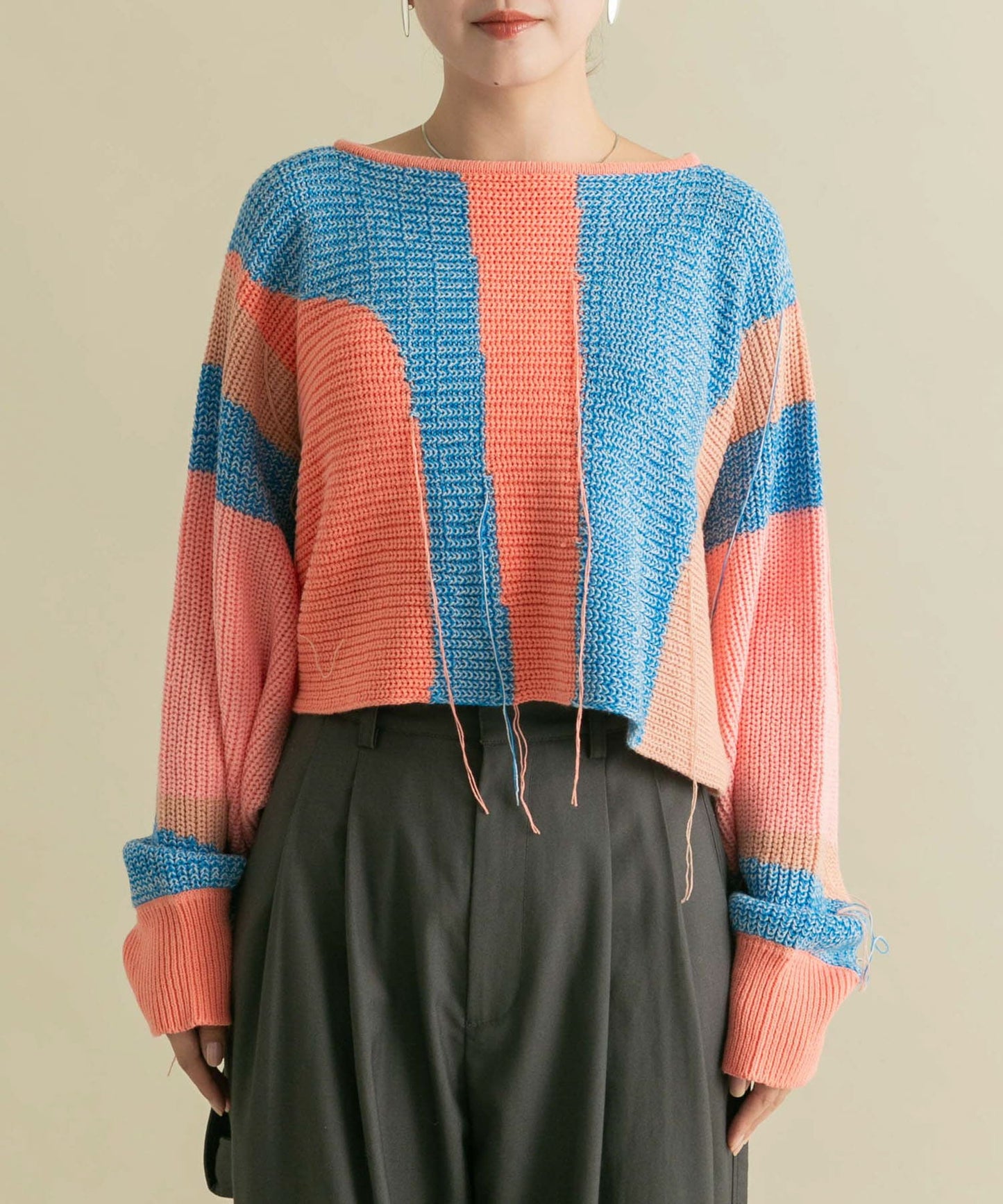 art fringe cropped knit (flamingo) *JP