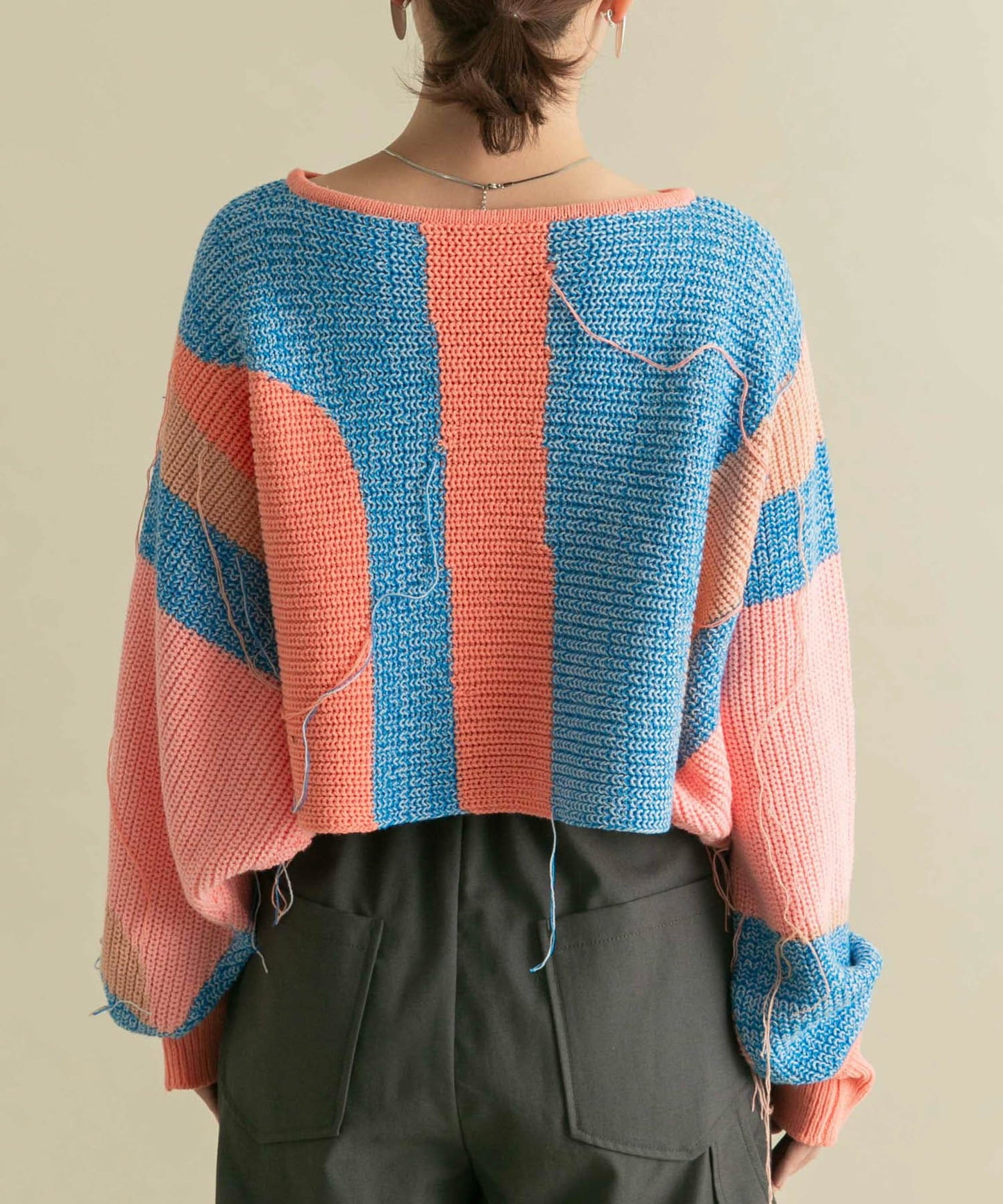 art fringe cropped knit (flamingo) *JP