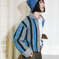 front zip striped cardigan (gray mix) *JP