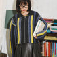 front zip striped cardigan (charcoal mix) *JP