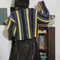 front zip striped cardigan (charcoal mix) *JP