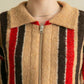 front zip striped cardigan (beige) *JP