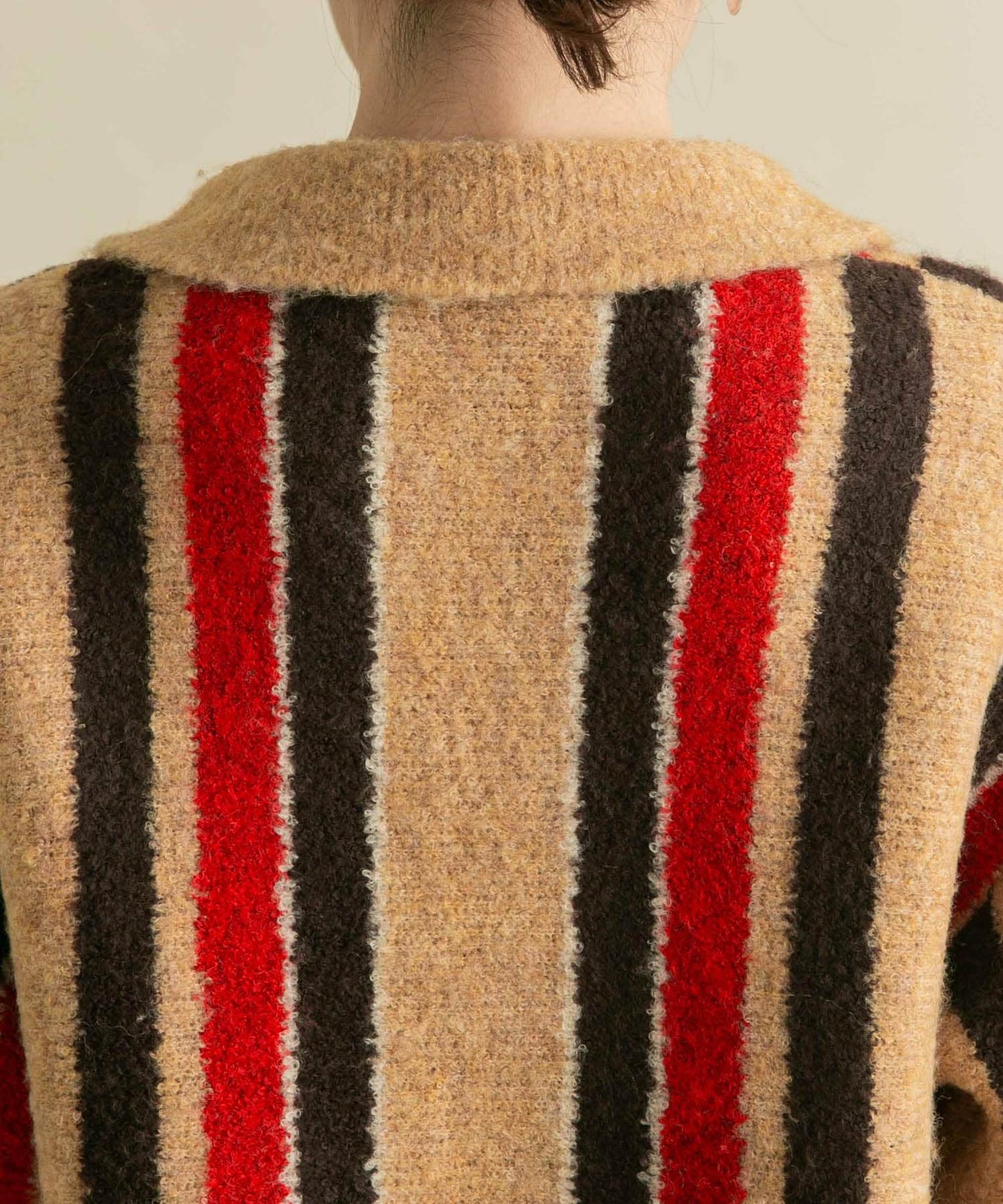 front zip striped cardigan (beige) *JP