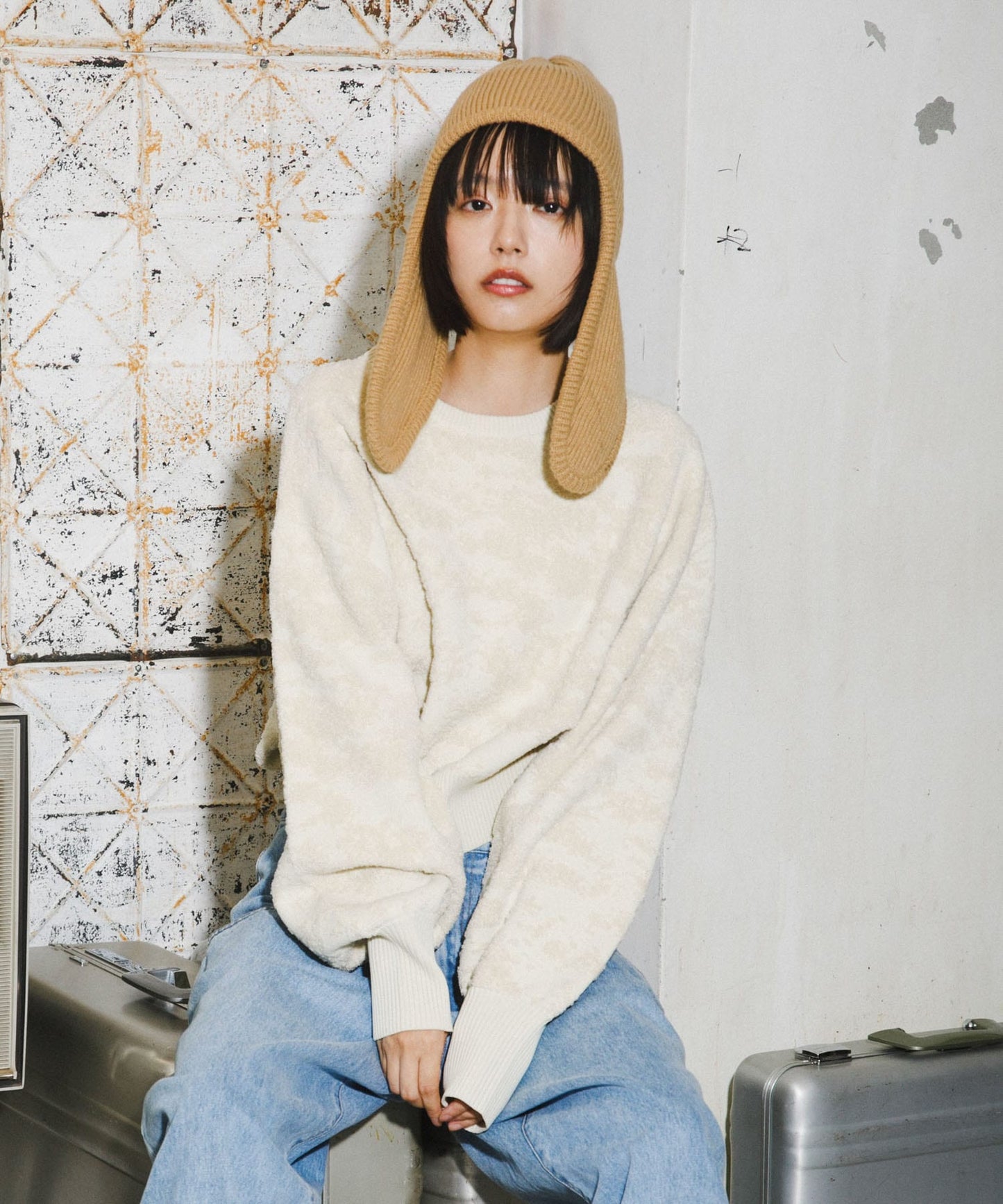 marble jacquard knit (ivory) *JP