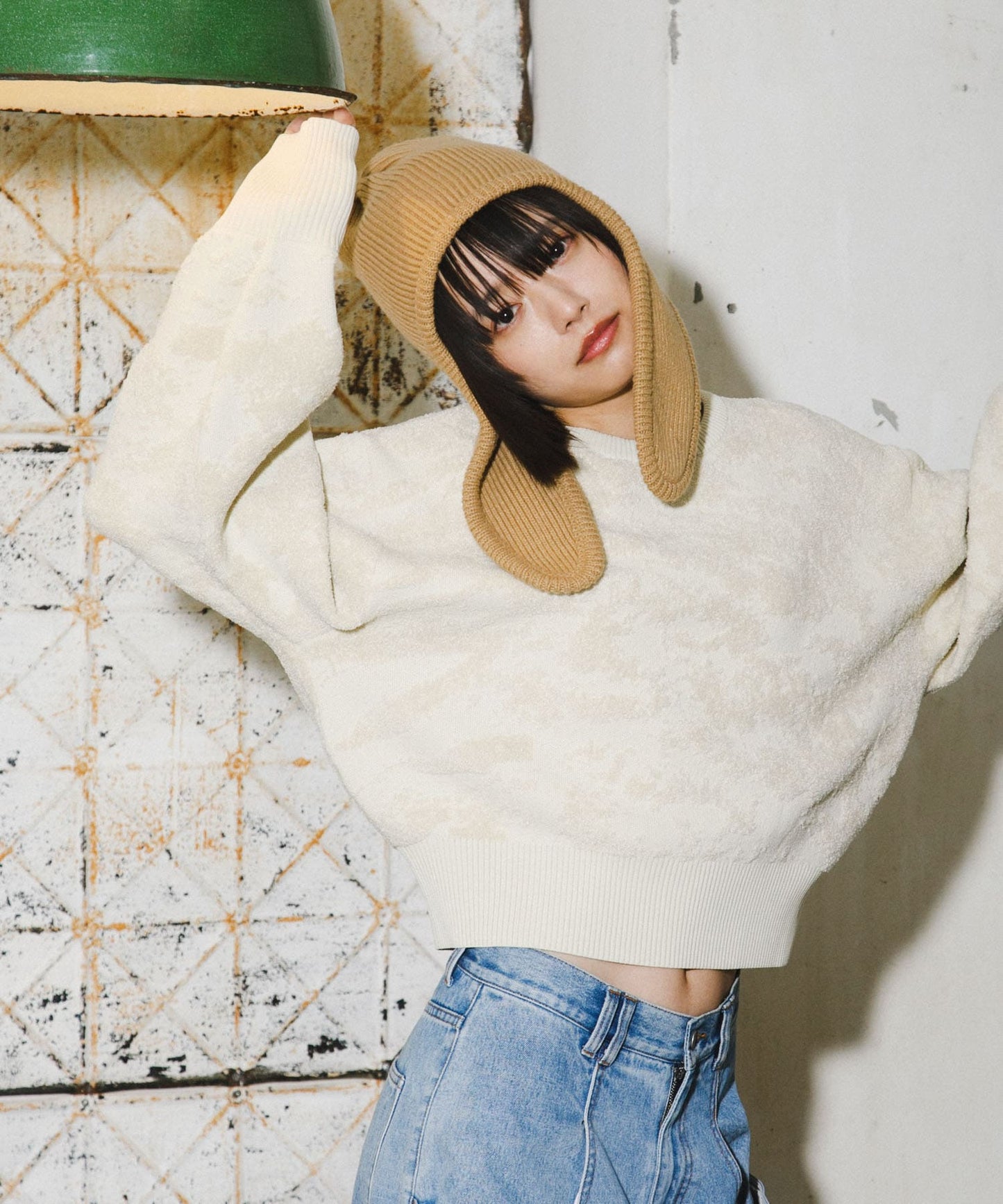 marble jacquard knit (ivory) *JP