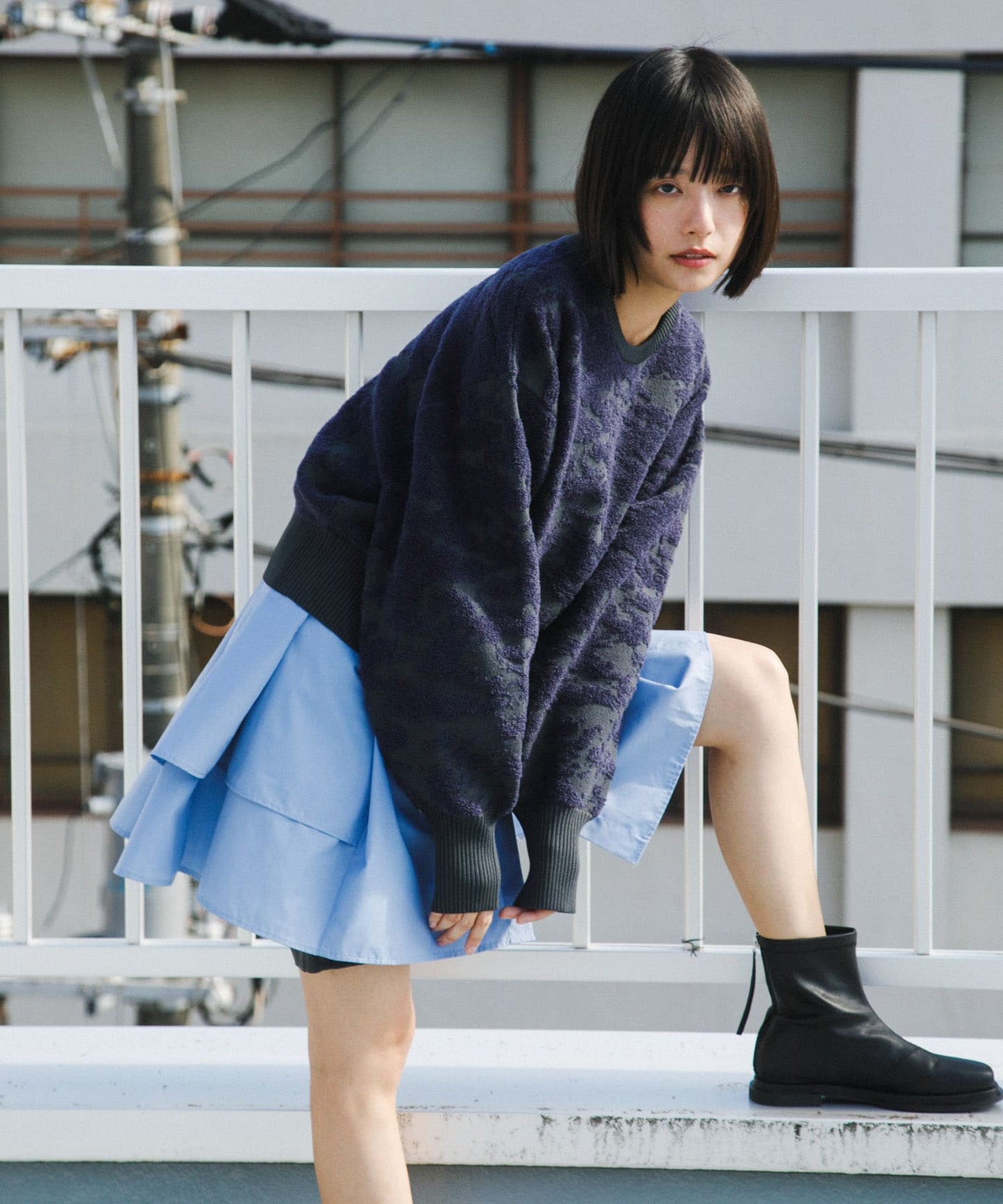 marble jacquard knit (charcoal x navy) *JP