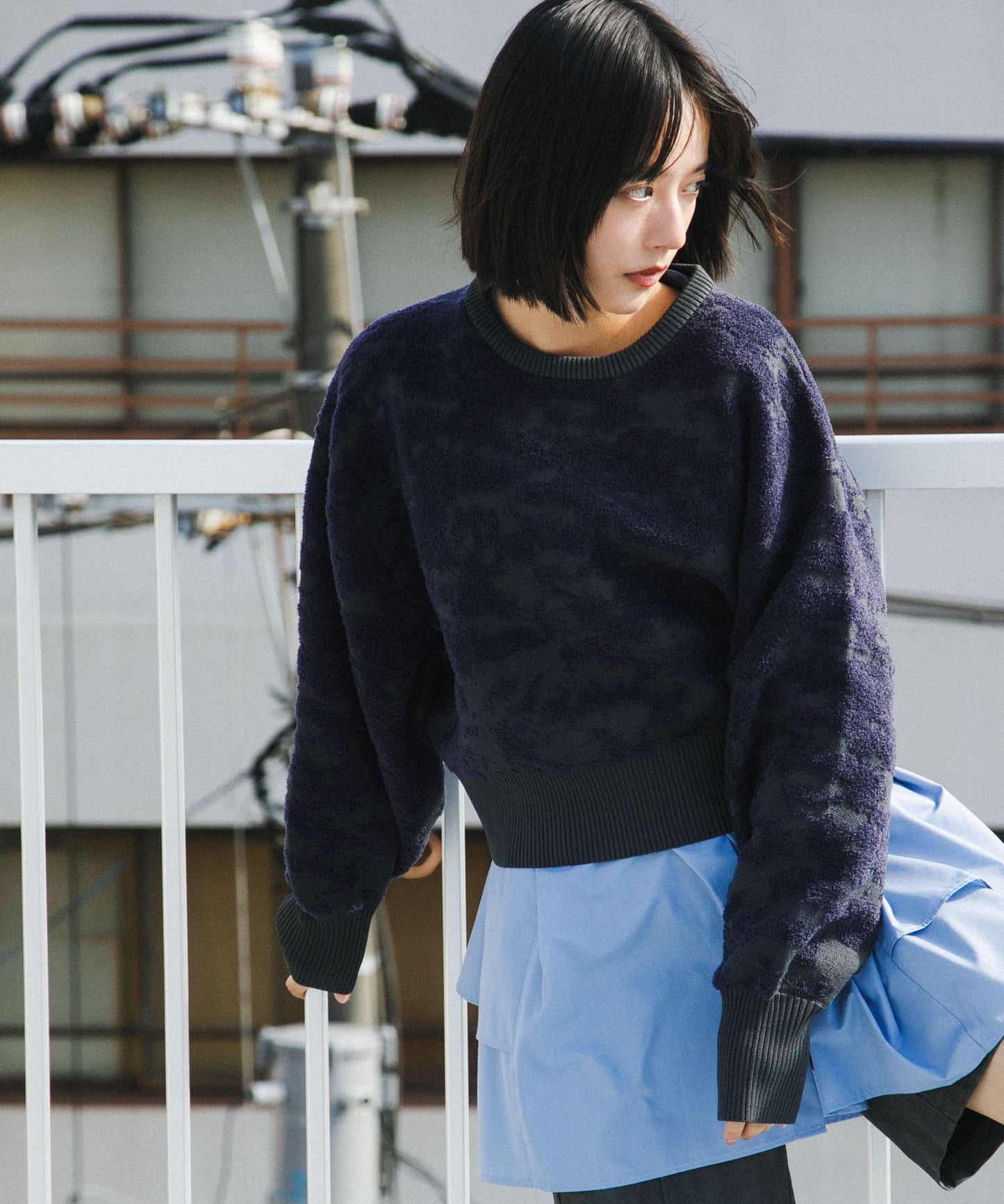 marble jacquard knit (charcoal x navy) *JP