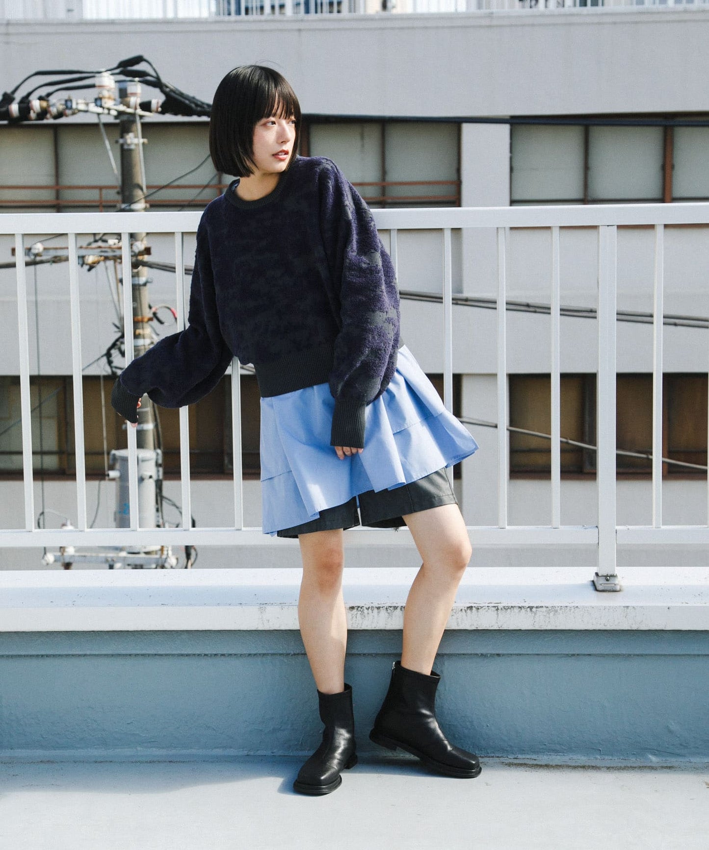 marble jacquard knit (charcoal x navy) *JP