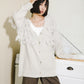 jacquard fringe cardigan (ivory) *JP