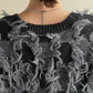 jacquard fringe cardigan (black) *JP