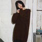 volume knit mini dress (brown) *JP