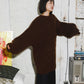 volume knit mini dress (brown) *JP