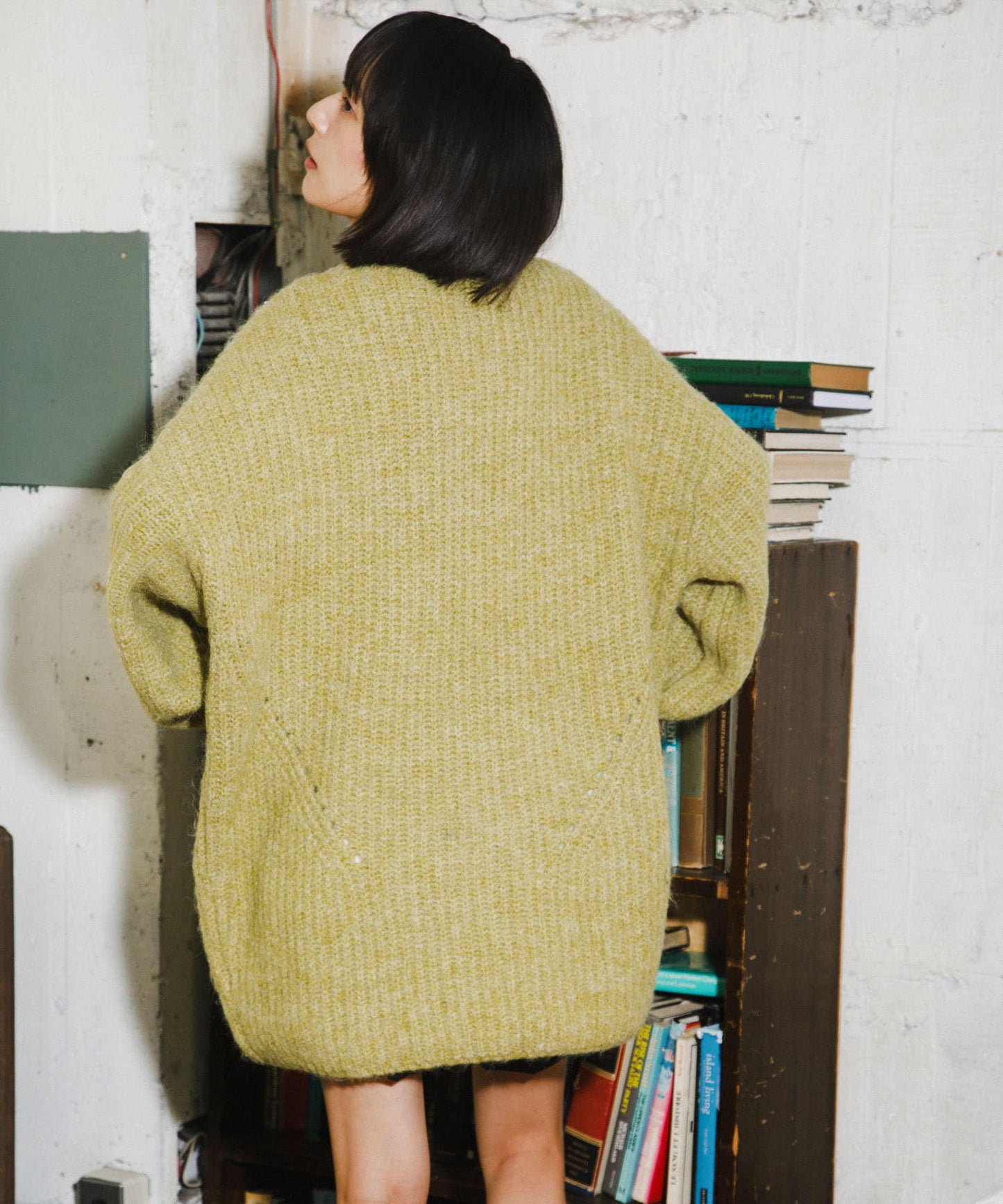 volume knit mini dress (pistachio) *JP