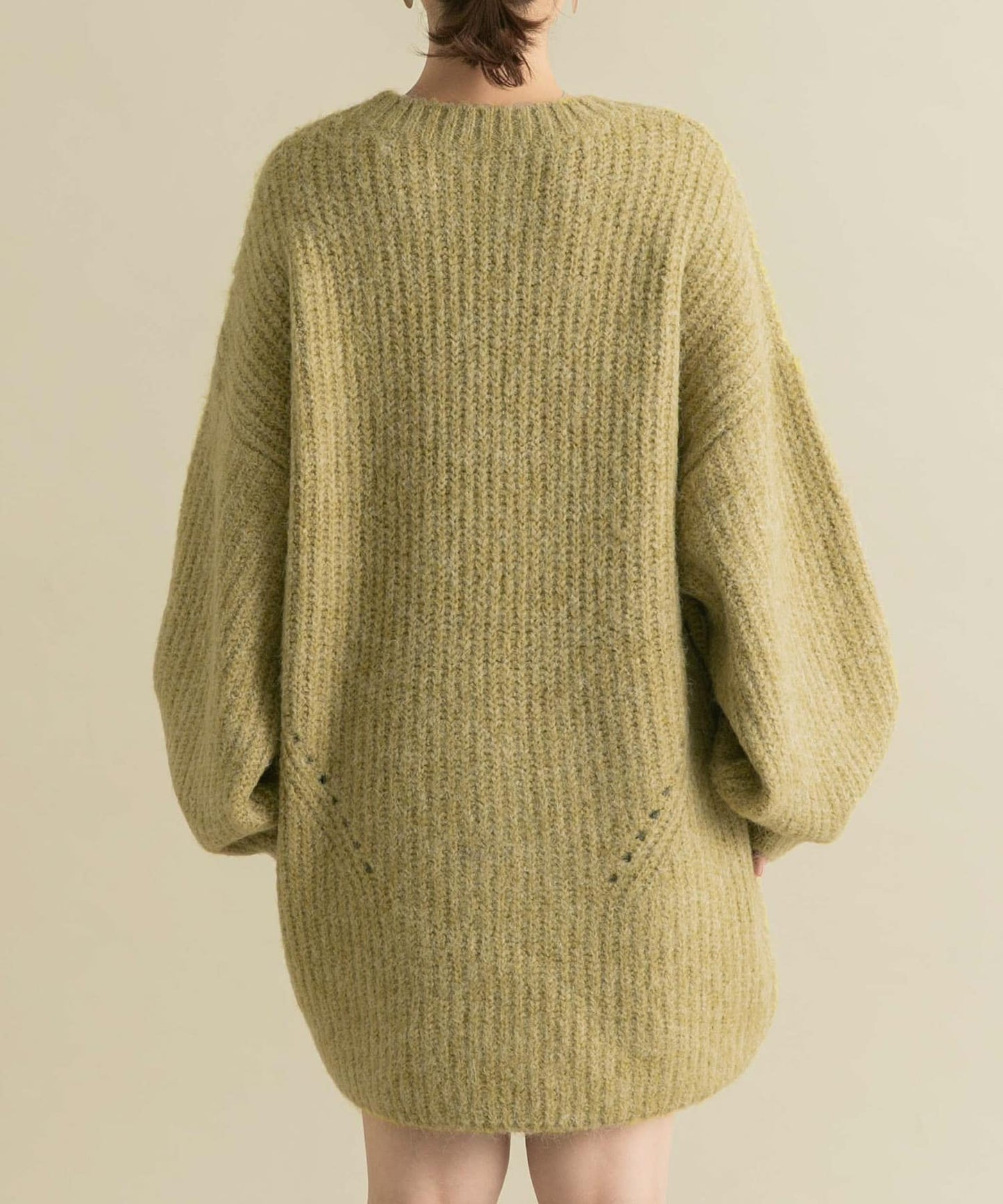 volume knit mini dress (pistachio) *JP