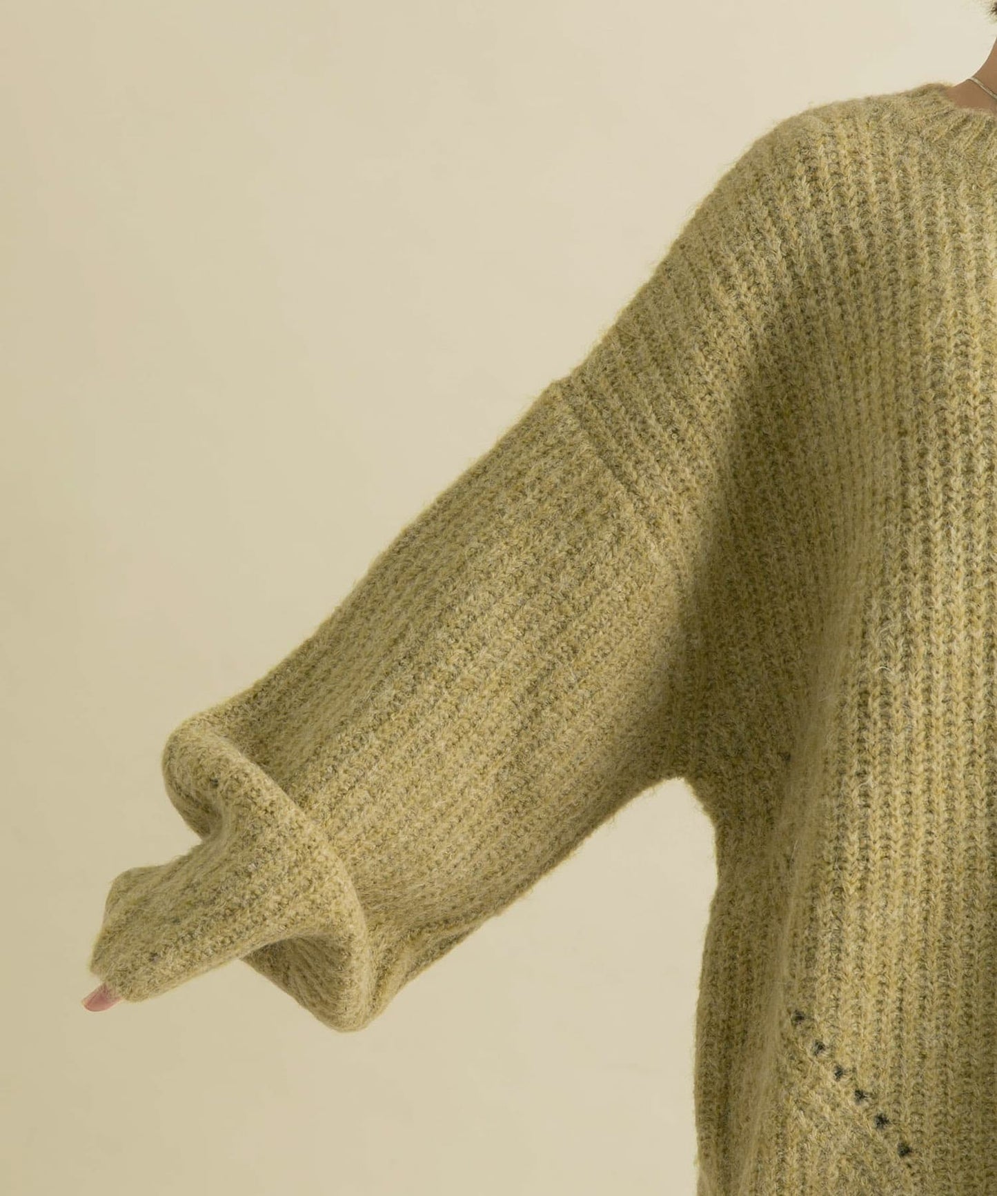 volume knit mini dress (pistachio) *JP