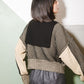 layered half zip knit (black x beige) *JP