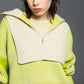 layered half zip knit (ivory x lime) *JP