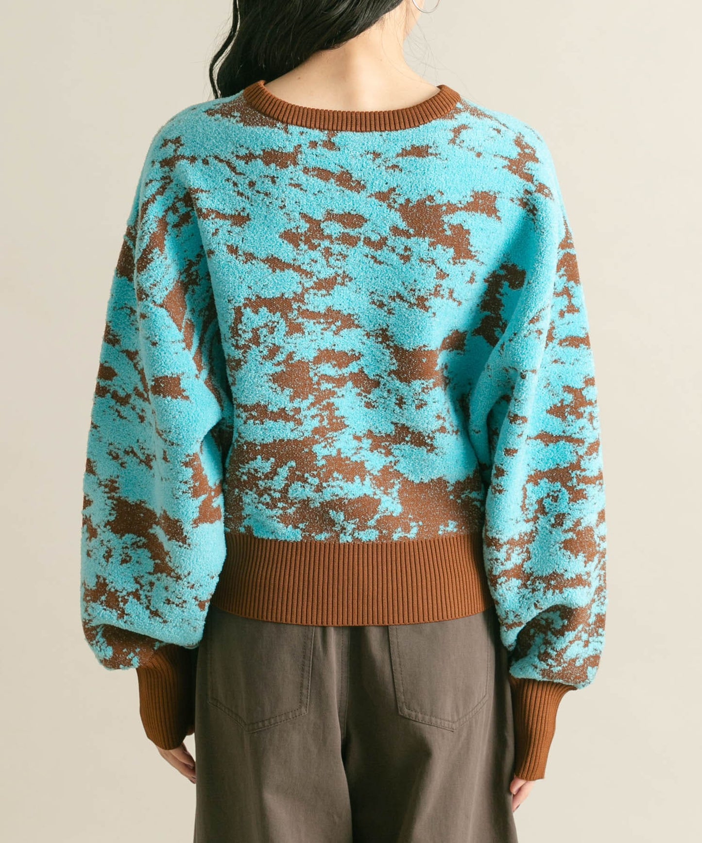 marble jacquard knit (brown x blue) *JP