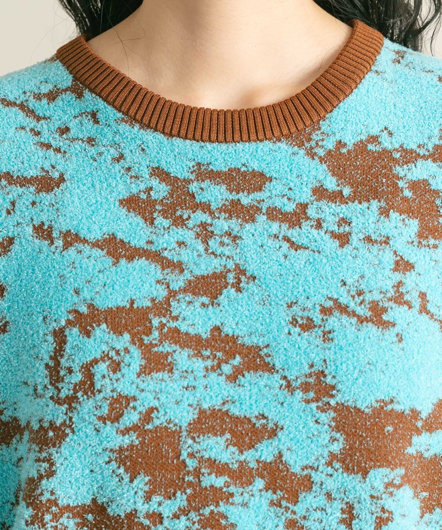 marble jacquard knit (brown x blue) *JP