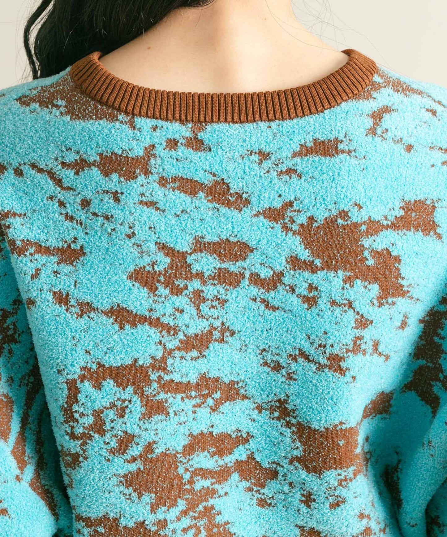 marble jacquard knit (brown x blue) *JP