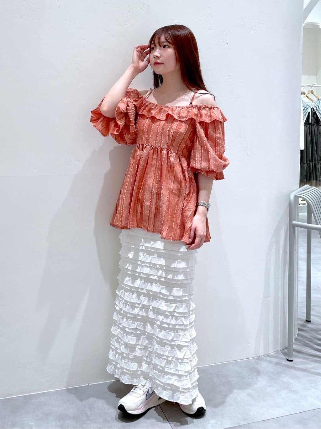 2way frilled collar top (coral pink) *JP