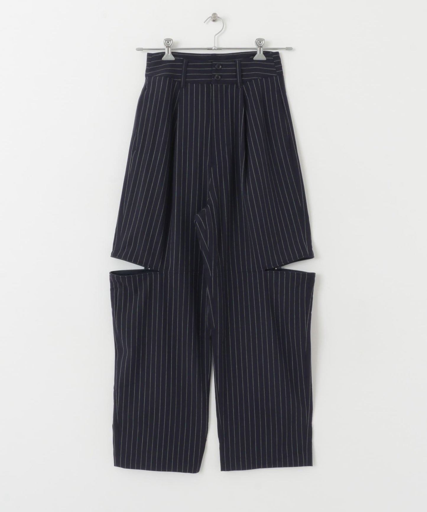 knee slit 2-way pants (navy striped) *JP