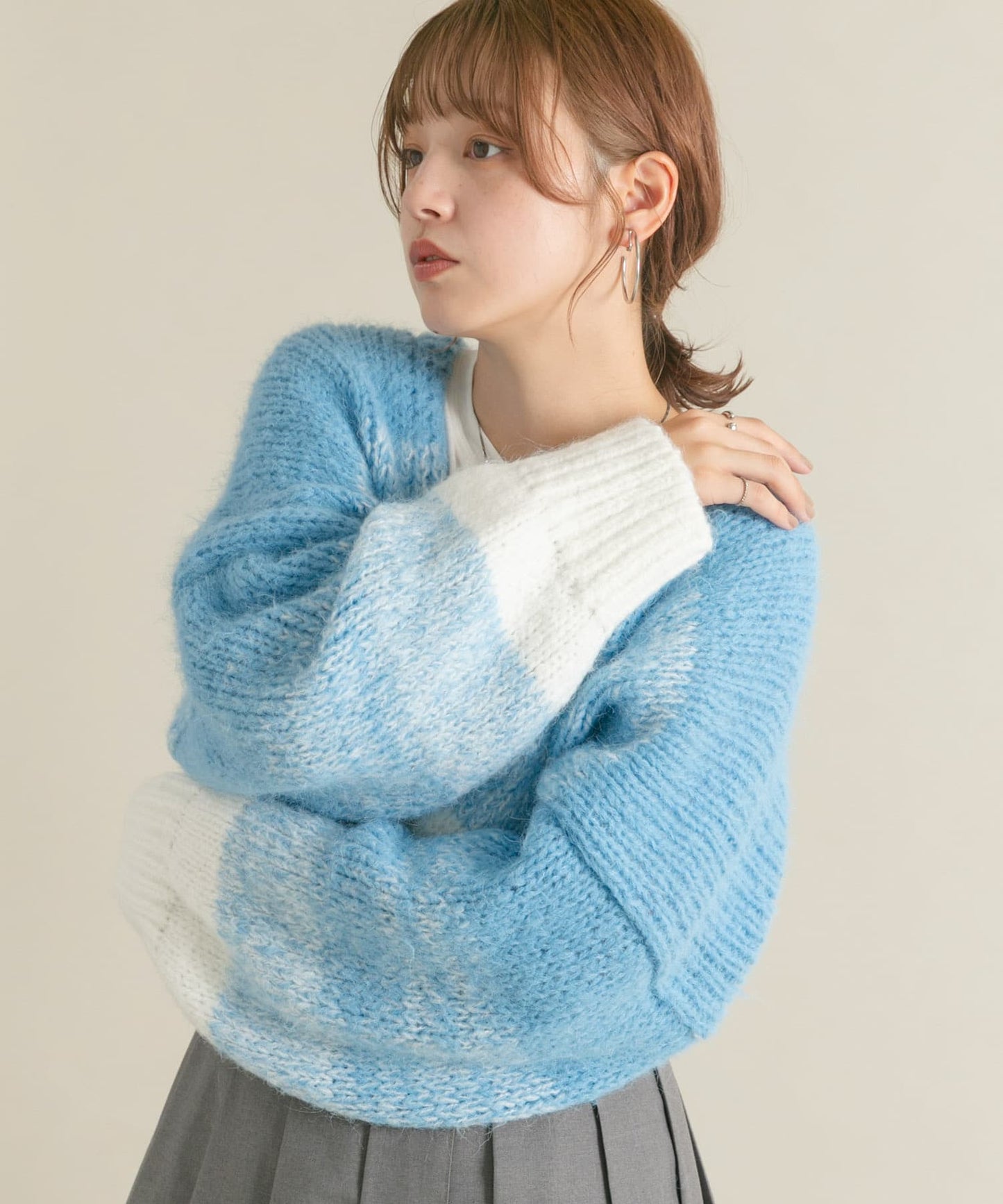 gradient short cardigan (off mix) *JP