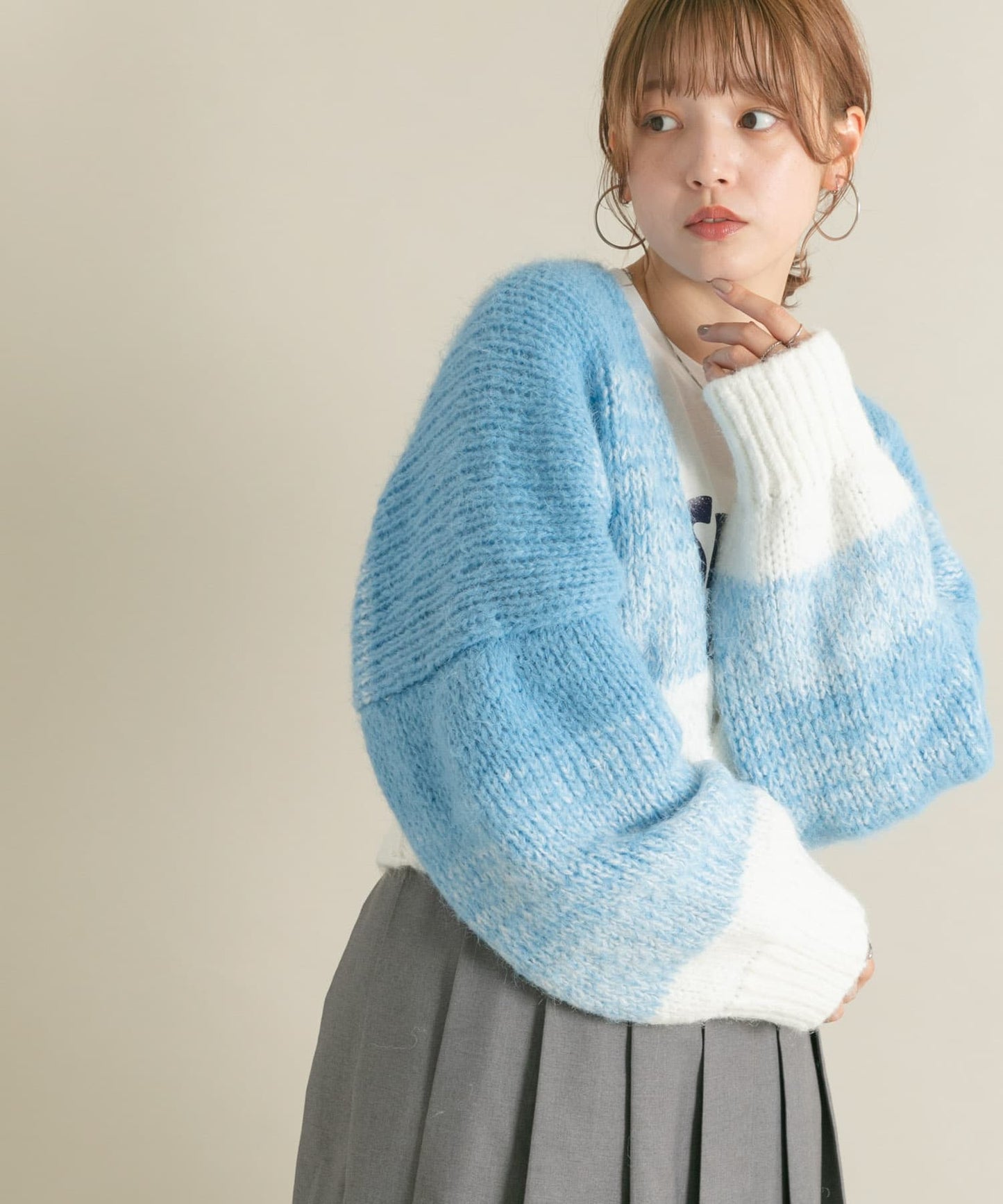 gradient short cardigan (off mix) *JP