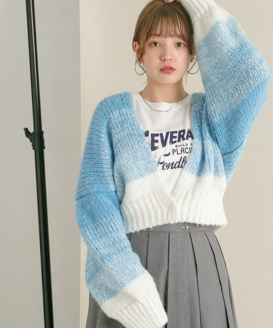 gradient short cardigan (off mix) *JP