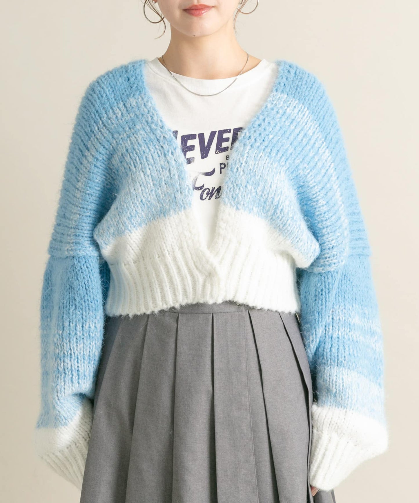 gradient short cardigan (off mix) *JP