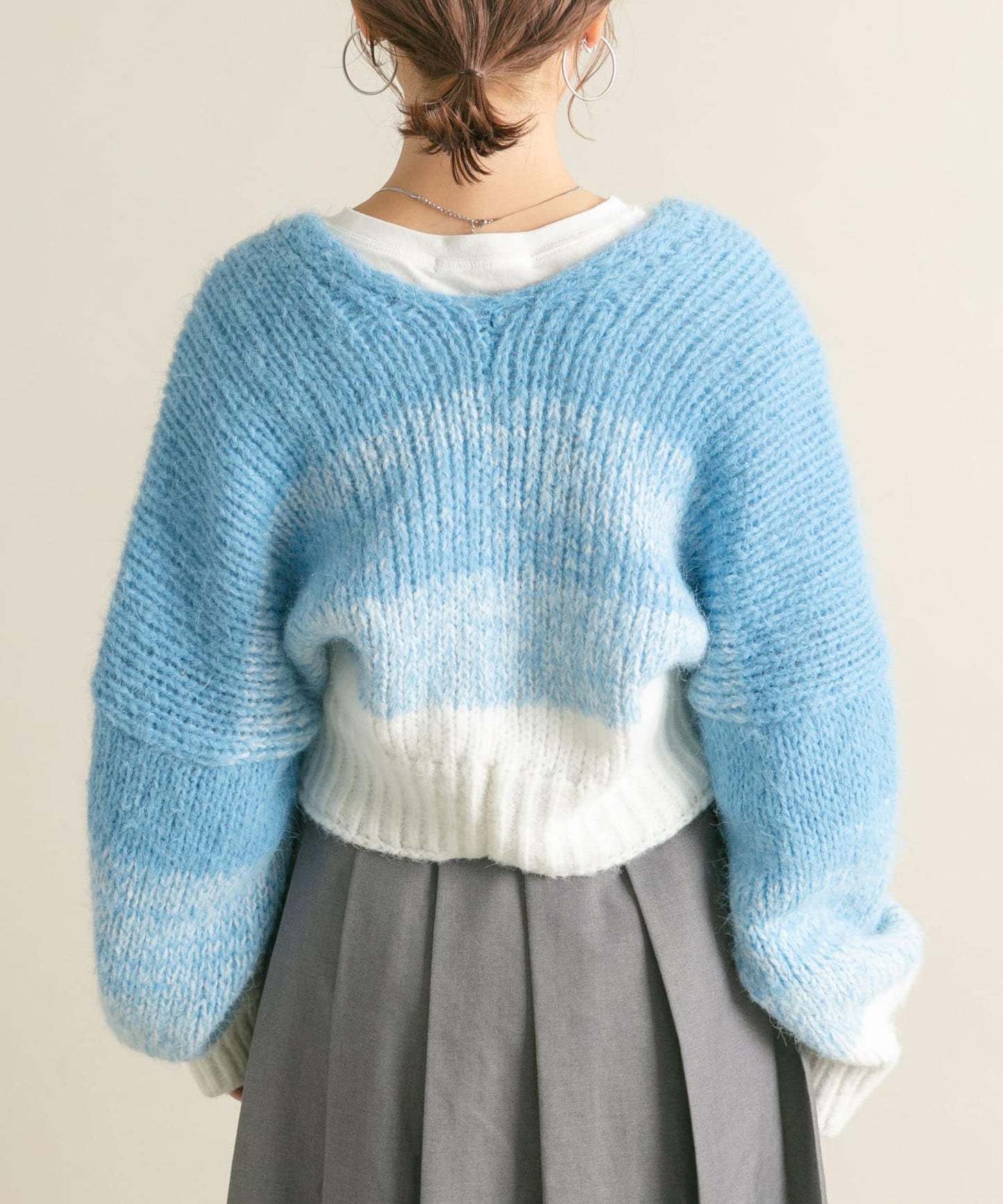 gradient short cardigan (off mix) *JP