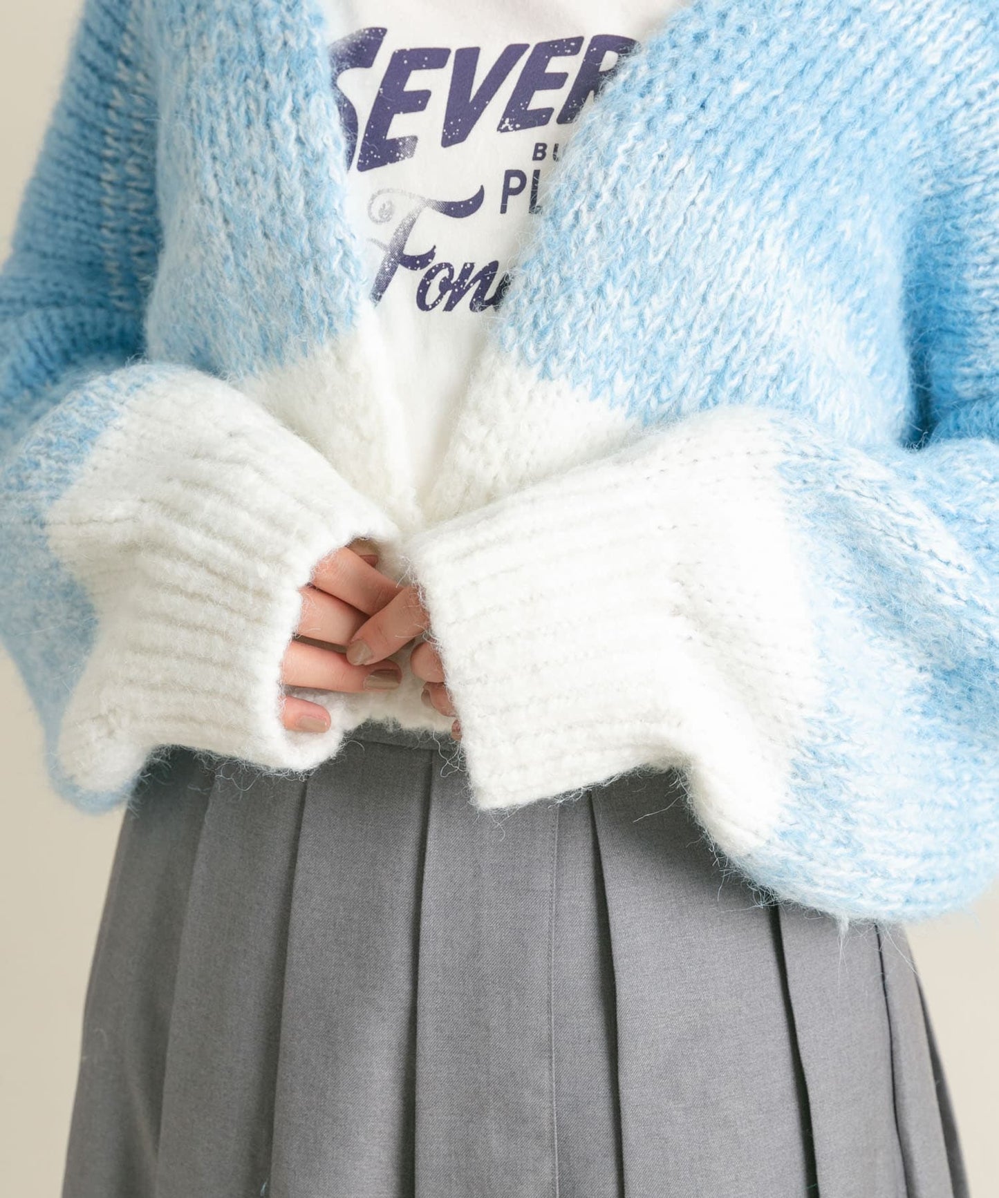 gradient short cardigan (off mix) *JP